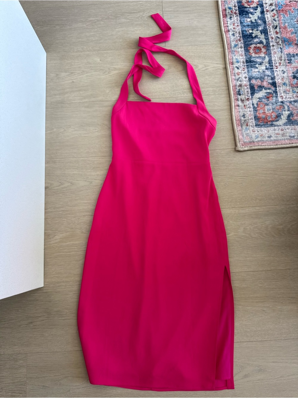 Zara Vibrant Hot Pink Halter Midi Dress